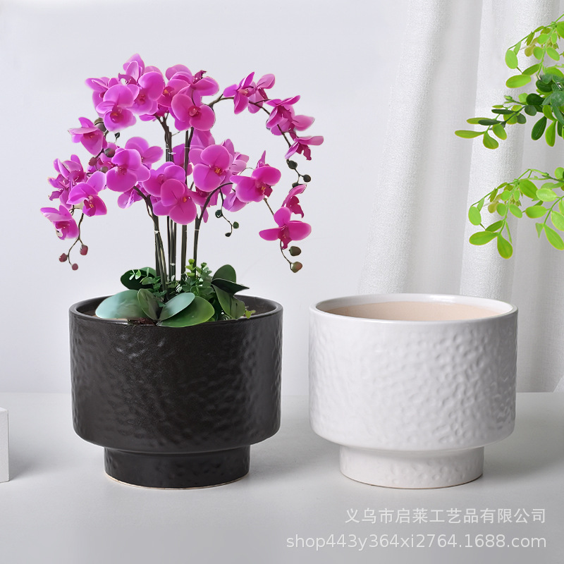 Cerámica orquídea mariposa maceta especial ins crema viento alto sentido decoración del hogar verde cerámica maceta grande image 1