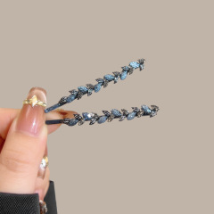 精巧な葉のヘアピンの女性2025新型の一字の挟みの側の端の砕毛のクリップの高級感の頭飾りの気質の前髪の挟み