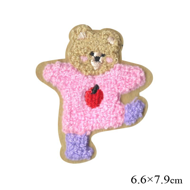 混合绣可爱卡通跳舞小熊布贴 毛巾绣花章 儿童衣裤装饰辅料刺绣标