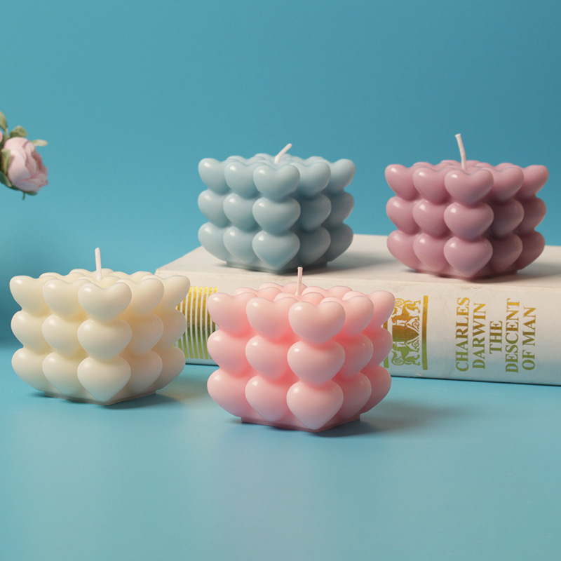 Nuevo Día de San Valentín amor cubo aromaterapia vela mano regalo creativo decoración del hogar fragancia vela de soja al por mayor
