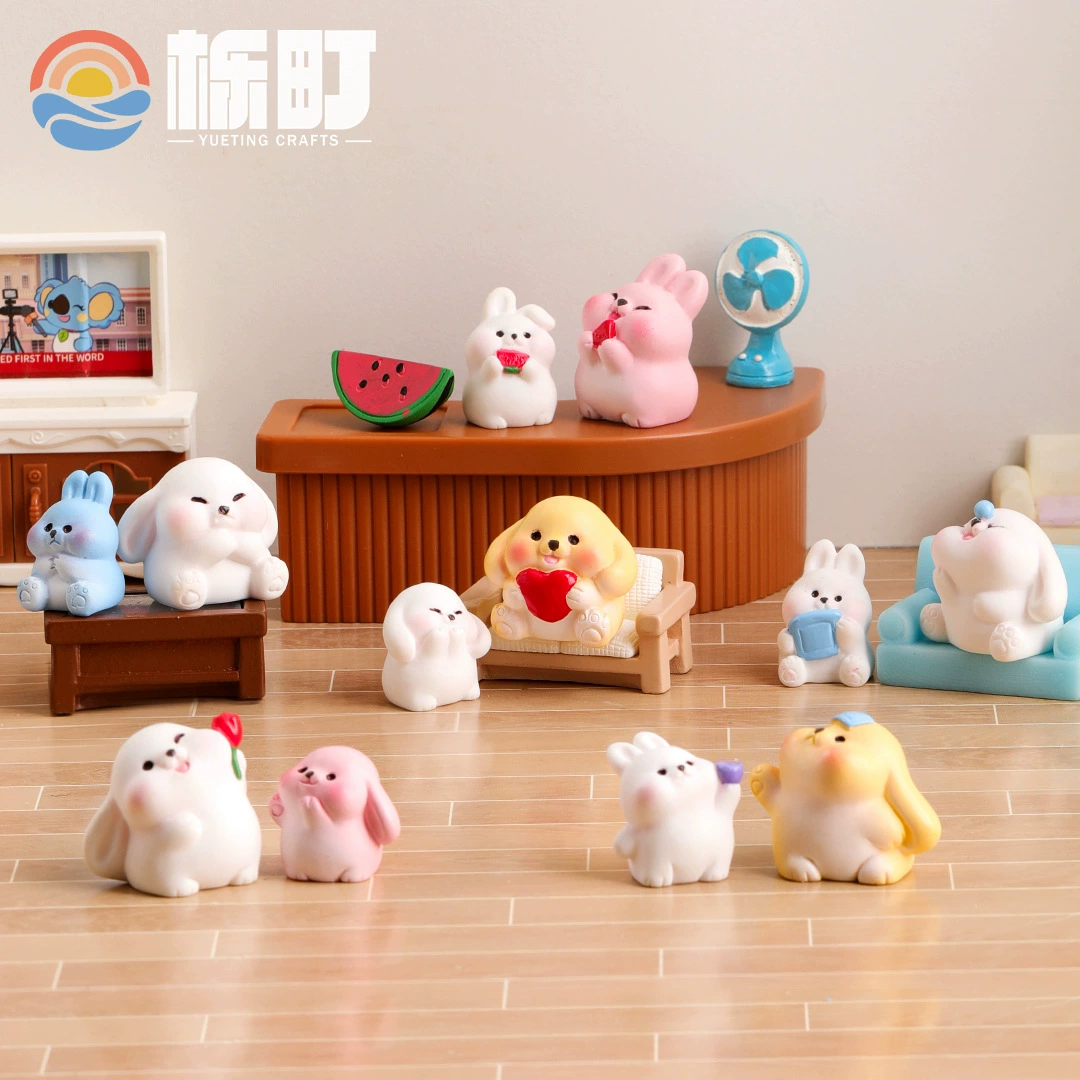 Микро-ландшафтный креативный милый маленький кролик семейство животных куклы украшения аксессуары мини-настольная смола маленькие украшения