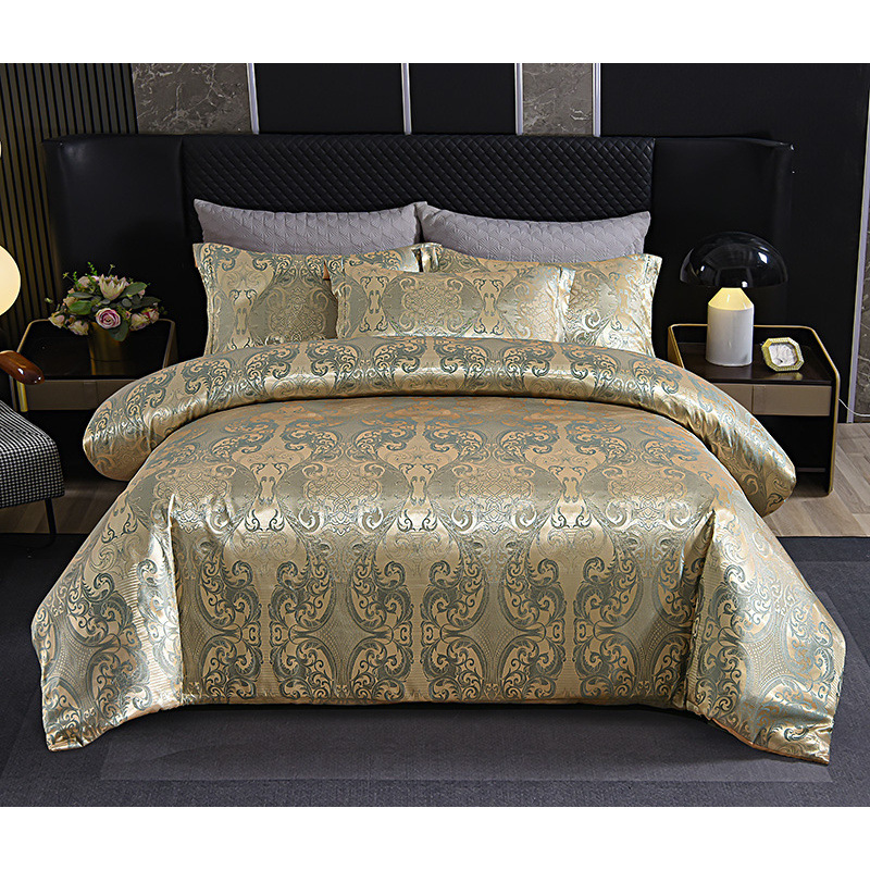Jacquard satin europeo de alta gama set de cuatro piezas de tela gruesa sábanas de borde de cama de doble comercio exterior hotel residencial