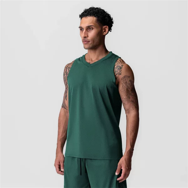 Cross-Border Summer Men's Sleeveless Vest with Holes, Breathable, Quick-Drying, Fitness Trendy, Sports Style, Loose Fit, American Style