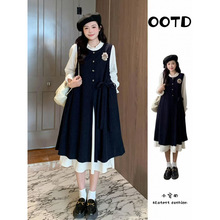 孕妇装秋冬季新款复古灯芯绒哺乳连衣裙赫本风遮肚显瘦裙子两件套