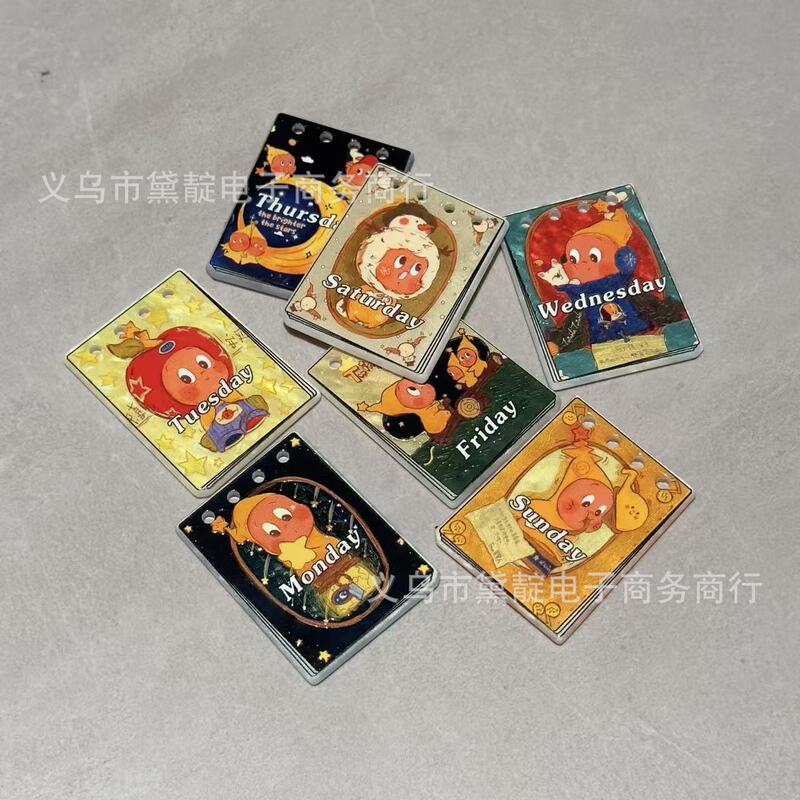 亚克力浮雕星星人日历吊牌珠 diy自制包挂手机链钥匙扣配件珠材料|undefined