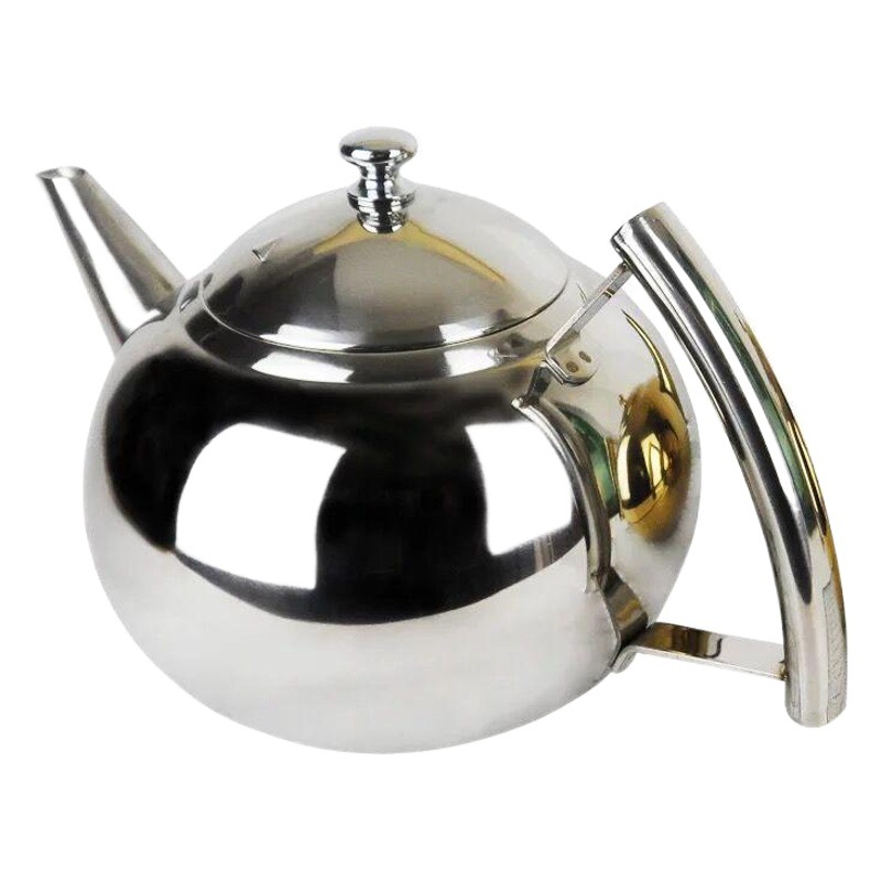 Factory wholesale 1.0L with strainer thickened stainless steel tea kettle non-magnetic Pearl kettle hotel restaurant teapot