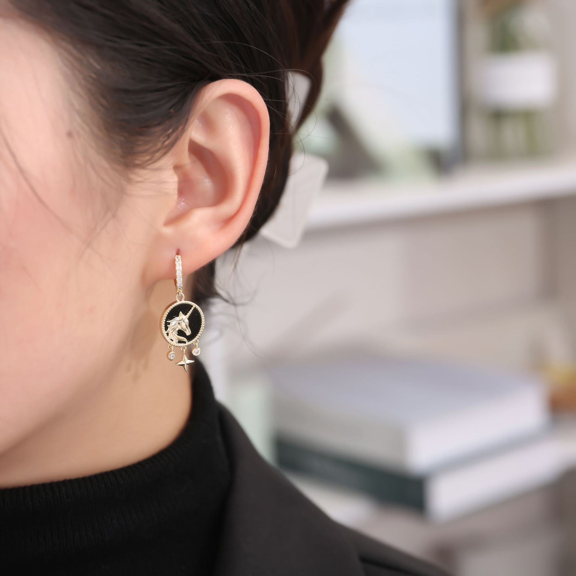 Boucles D Oreilles Vintage En Argent 925 Avec Zircons Hippocampe_voghion.com