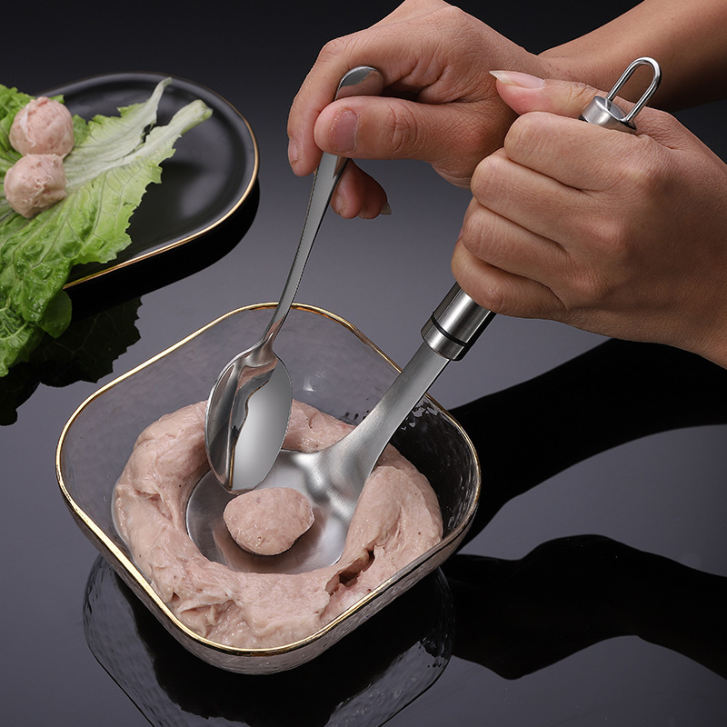 304不锈钢家用手挤压肉丸子鱼丸虾丸夹丸子制作器勺子耐用|undefined