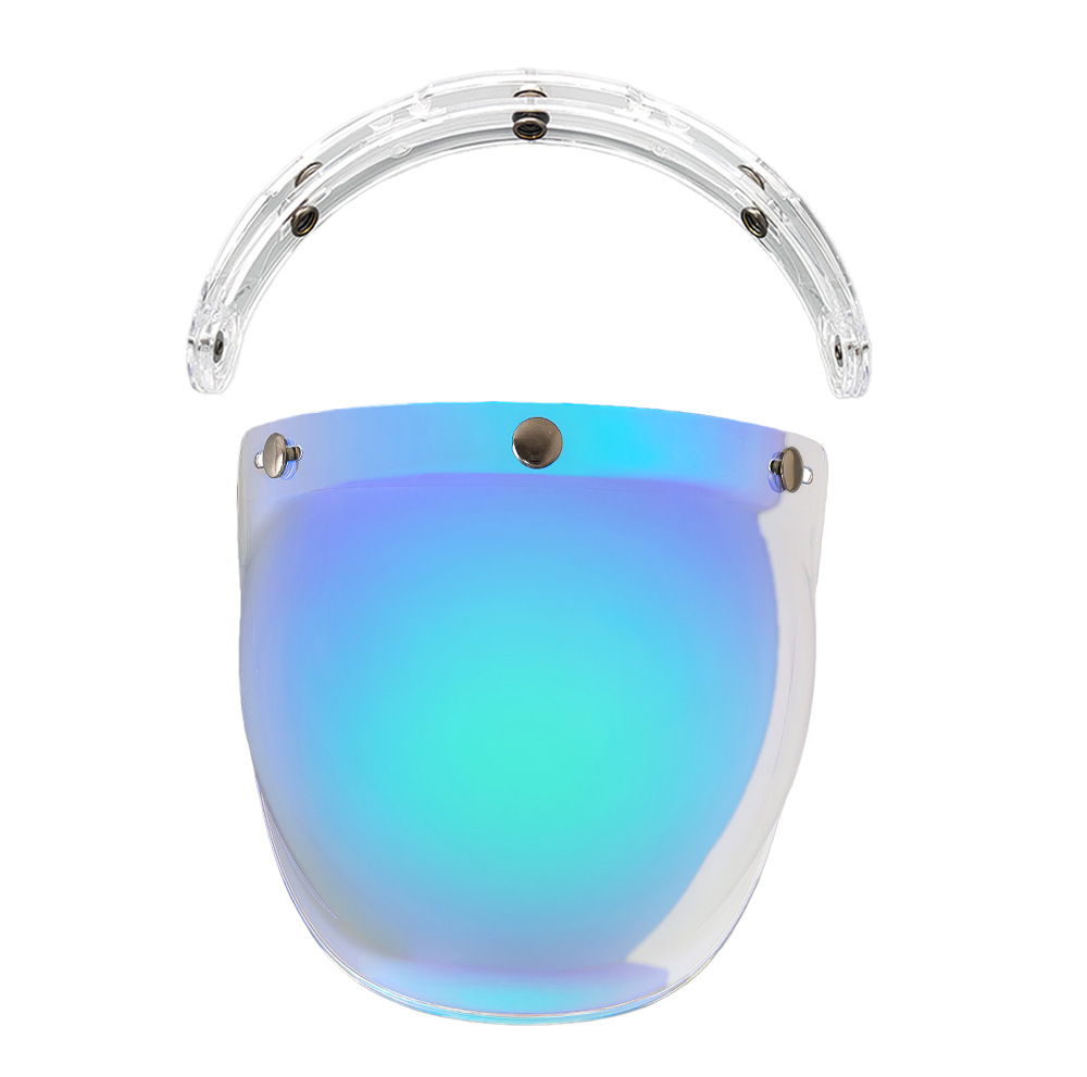 Helmet Bubble Lens Curved Three-Button Electroplating Motorcycle Retro Helmet Mirror Guard Uv Protection Sun Protection