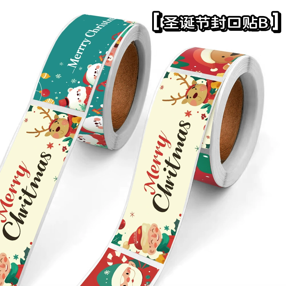 Рождественская оригинальная наклейка в рулоне, уплотнительная наклейка, ручная лента для книги, праздничная подарочная упаковка, этикетка, наклейка