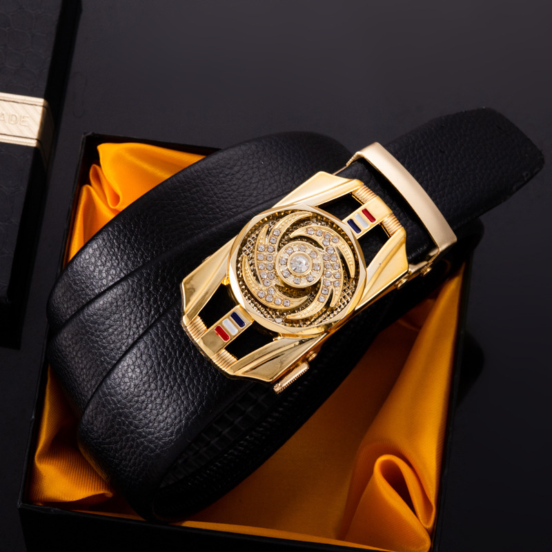 Diamond-encrusted time-to-time operation Belt Men's automatic buckle trembles live explosion casual Joker business Belt manufacturers_voghion.com