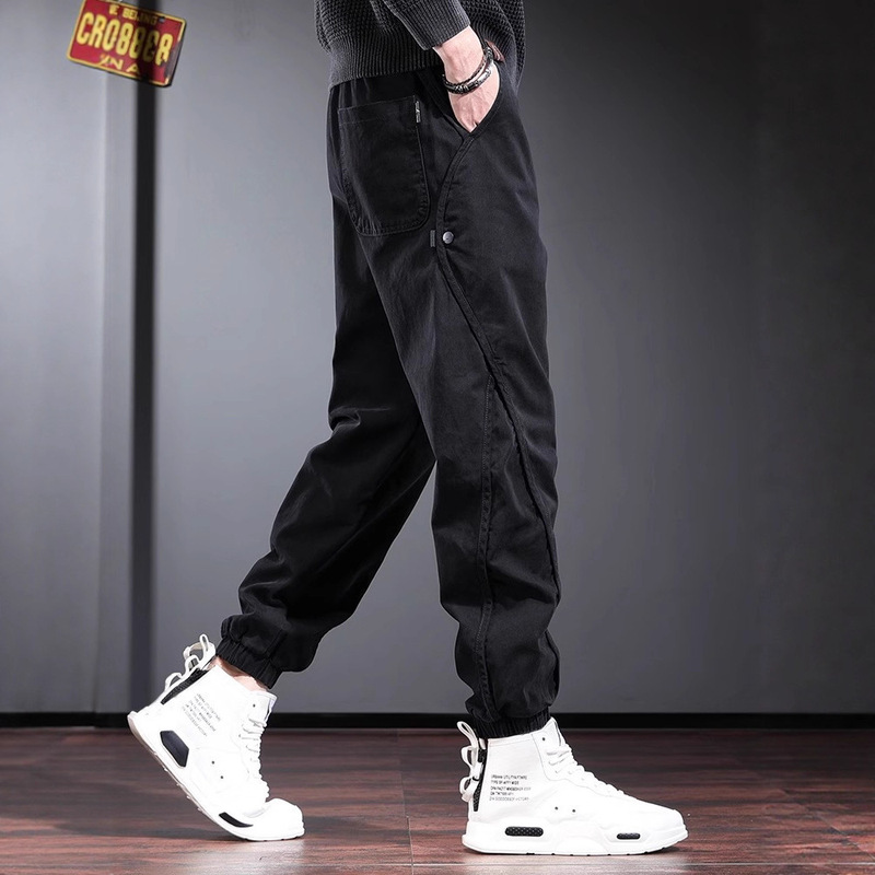 American High-End Men's Cargo Pants Men's Spring and Autumn Trendy Brand New Loose Large Size Black Men's Casual Pants