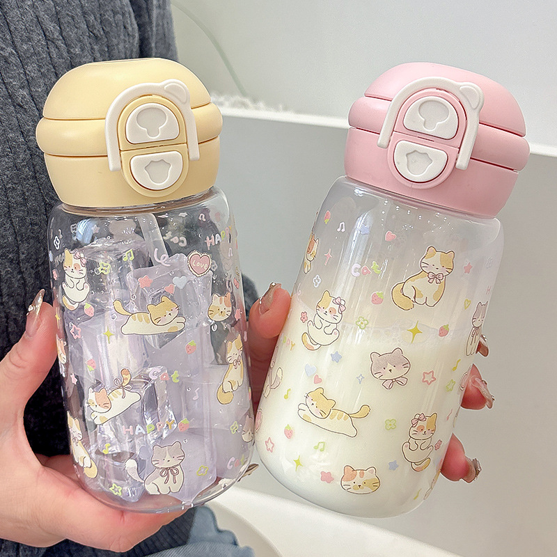 Trendy And Cute Straw Water Bottle With High Aesthetic Appeal, Large Capacity, Student-Friendly, Top Quality, Drop-Resistant, Portable_voghion.com