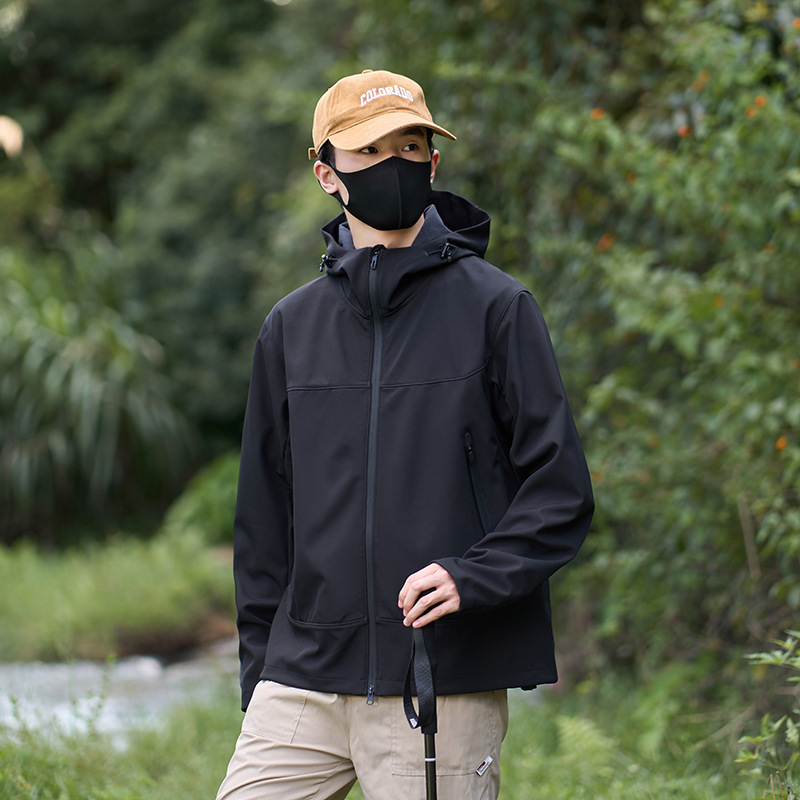 秋冬季软壳冲锋衣男女户外防泼水防风加绒保暖登山服骑行运动外套|undefined
