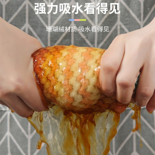 Kitchen coral velvet dishcloth, absorbent scouring pad, cationic rag, lazy thickened daily dishwashing cloth wholesale