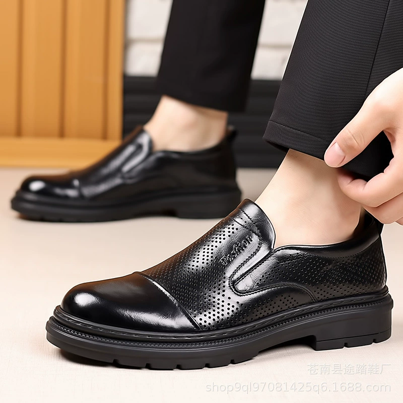 Головной слой коровьей кожи с полыми мужскими бизнес-досугами кожаные кроссовки сандалии