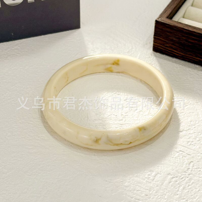 欧美新款几何圆形多色树脂手镯时尚高级感叠戴手环个性搭配手饰潮|undefined