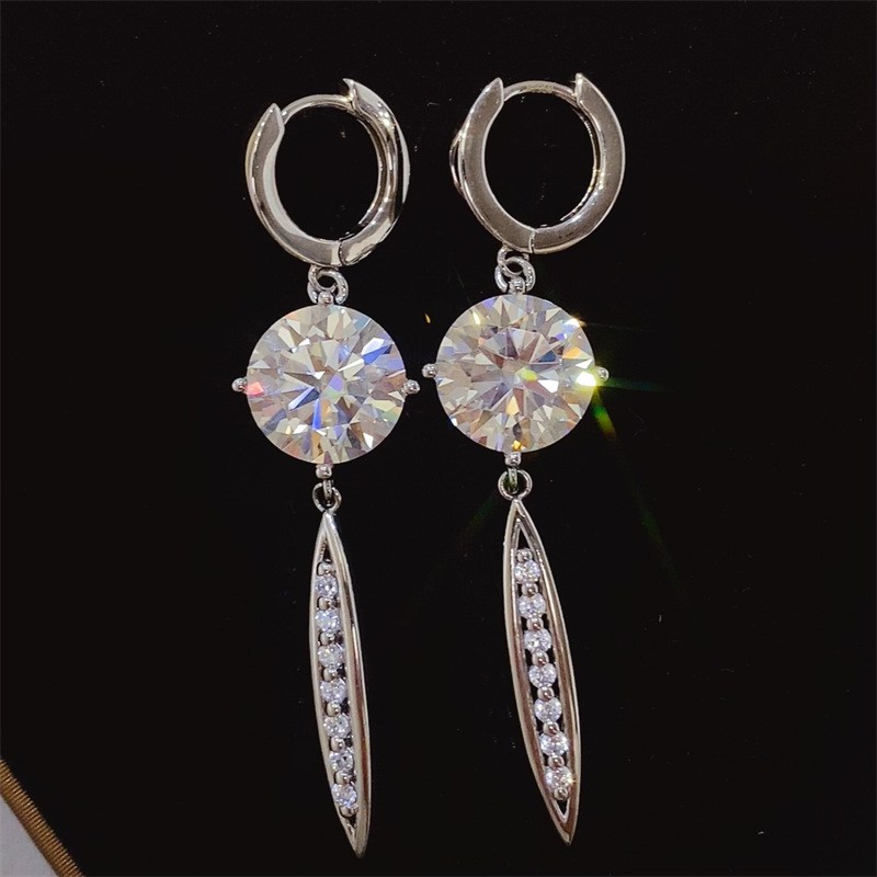 5 Carat DColor Moissanite Earrings Earrings Leaf Style Moissanite Female Earrings Large Carat Moissanite