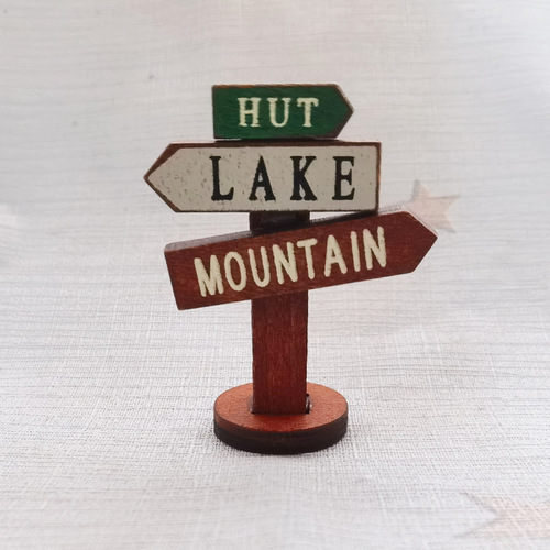 Wooden handicrafts garden ornaments garden decoration micro landscape miniature scene road signs street sign ornaments