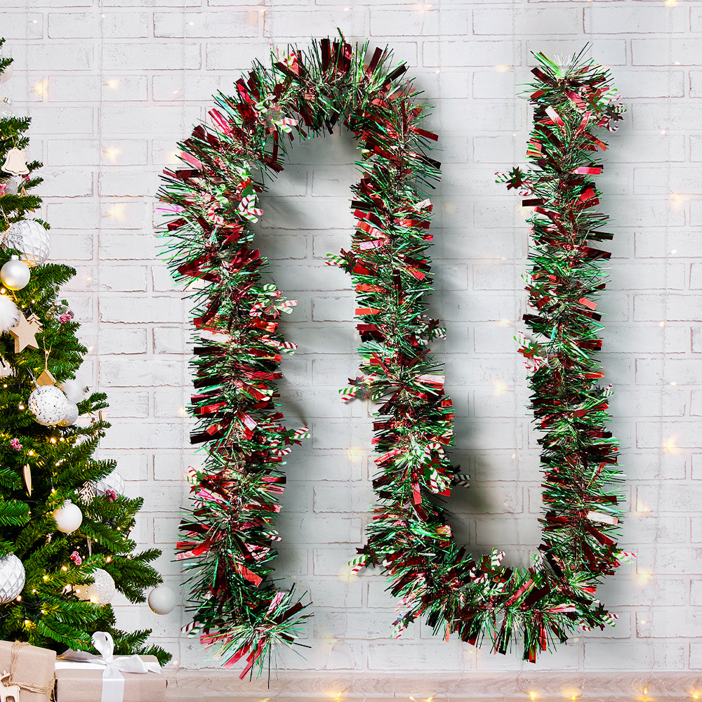 Christmas party decoration yarn, Christmas tree decoration rattan, Christmas snowman cookie person colorful ribbons