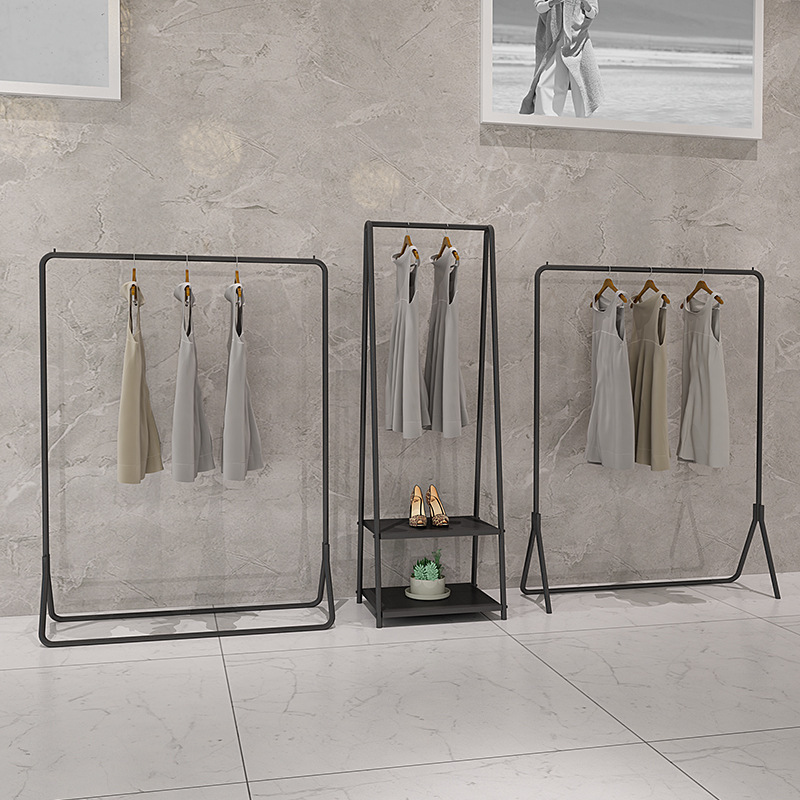 의류 랙 철 의류 매장 특별 디스플레이 랙 바닥-바닥 간단한 옷걸이 여성 의류 매장 선반 진열대