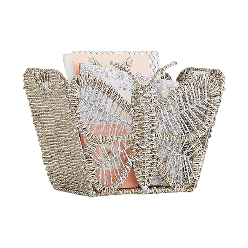 Cestas tejidas a mano al por mayor Cestas de almacenamiento en forma de mariposa Cestas de almacenamiento de artículos diversos para la habitación de los niños Cestas de almacenamiento de juguetes para revistas