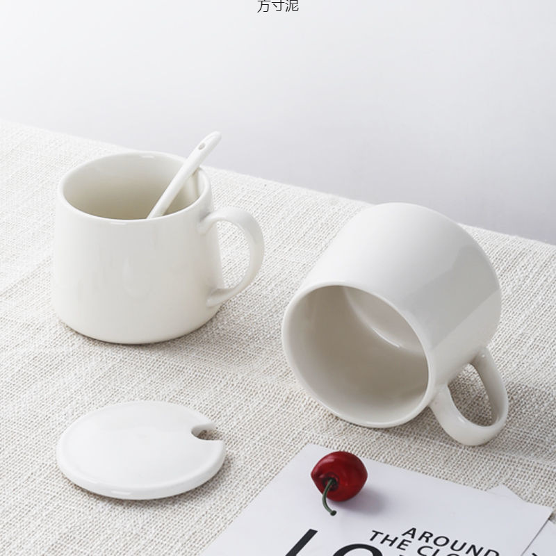 심플한 세라믹 컵, 물컵, 우유컵, 아침식사컵, 커피컵, 뚜껑과 스푼 포함, 공장 도매
