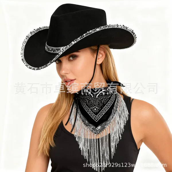 Amazon Manufacturer Texas Cowboy Hat White Silver Edge Western Cowboy Hat Fancy Dress Dick White Cowboy Hat