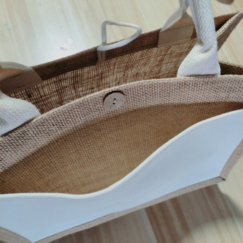 Bolsas de lino en stock retro yute acompañante bolsa de regalo simple cubierta de película empalmada lona bolsa de lino portátil personalizada