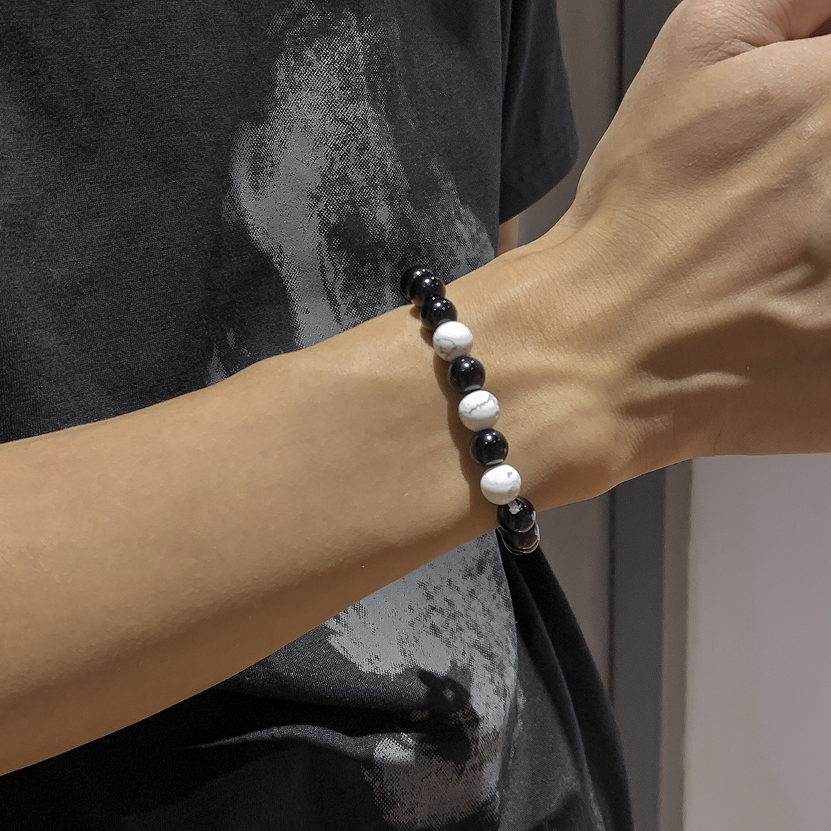 Rétro Géométrique Marbre Perlé Hommes Bracelets display picture 3