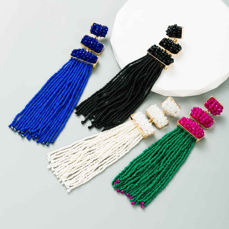 Ethnic Style Tassel Alloy Beaded Tassel Women's Drop Earrings 1 Pair display picture 2