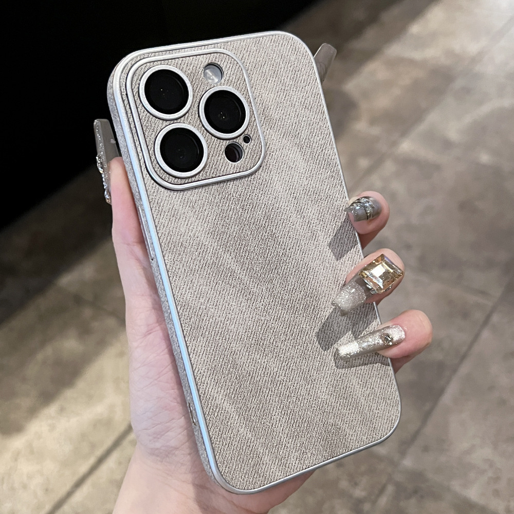 Película de lente de mezclilla de color sólido simple 15ProMax 13 funda para teléfono móvil para Apple 14 todo incluido 12 hombres y mujeres 15