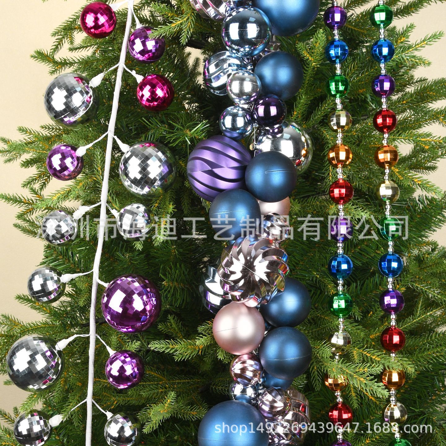 Decoraciones de Navidad colgante de árbol de Navidad de color espejo colgante de ventana de diseño de tienda