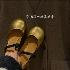 羊皮版 ~ 本革の大きい頭の浅い口の柔らかい皮の底の靴の女性の平底のバレエのメアリー珍の女性の靴のテントウシューズの女性