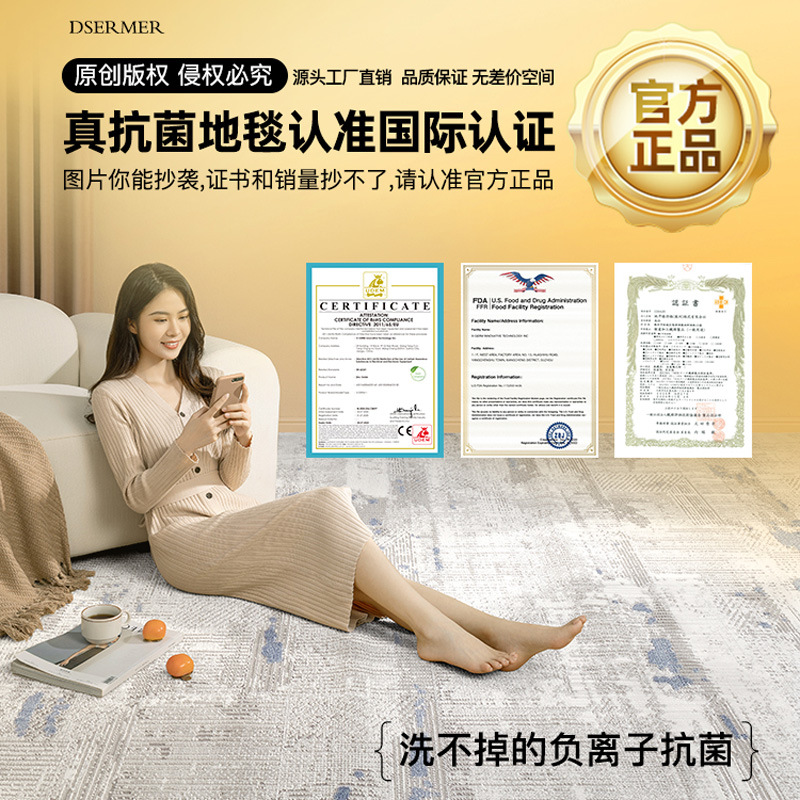 Fábrica de fuente ligera de lujo de alta calidad alfombra doméstica sala de estar resistente a la suciedad fácil de limpiar sofá dormitorio alfombra impermeable antideslizante