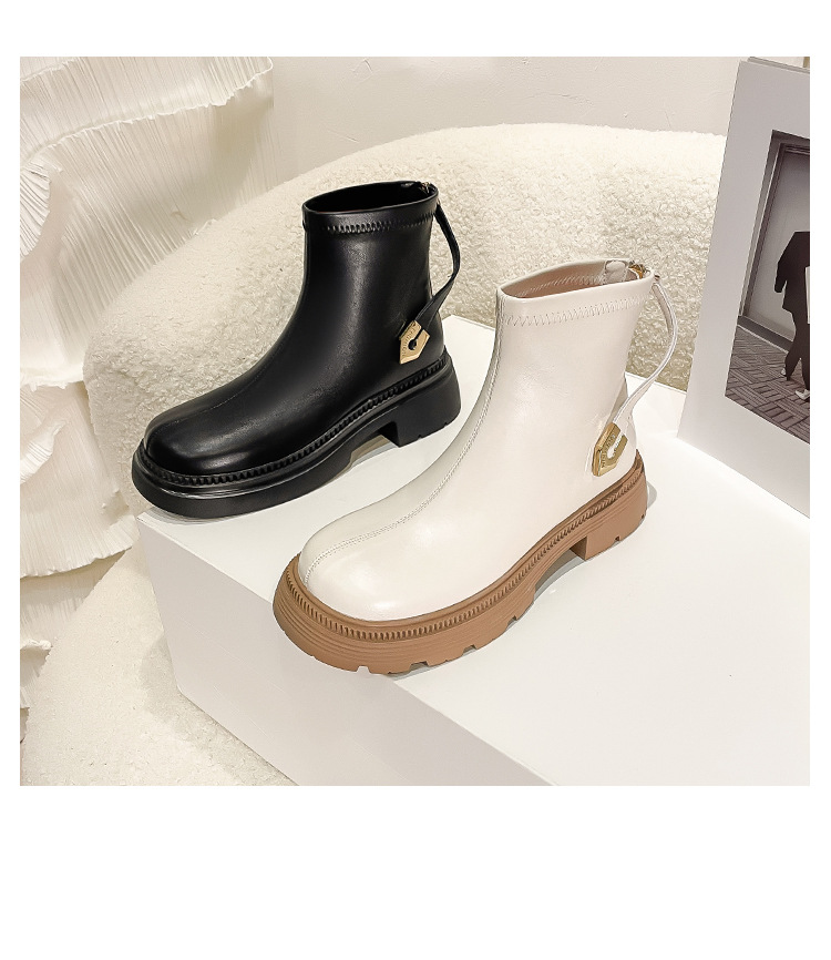 Women's Mesh Ankle Boots Thick Sole Back Zipper Single Boots_voghion.com