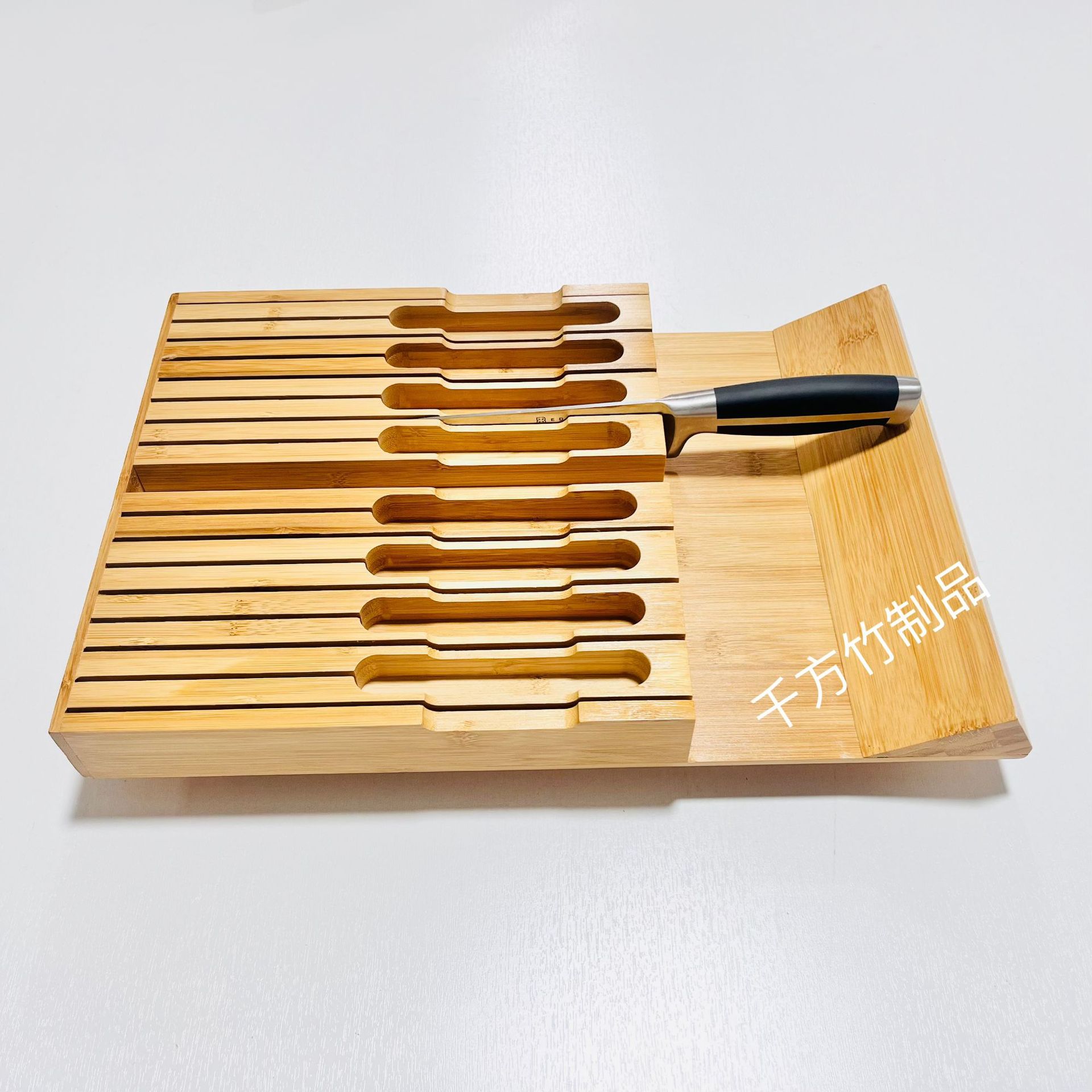 竹制刀架刀座刀盒厨房抽屉刀具收纳欧美牛排刀亚马逊热销厂家定做