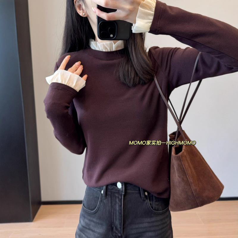Exquisite and Romantic! Mesh Ruffled Collar Bottoming Shirt, Stylish Brushed Inner Layer, High Elastic Sheep Wool T-Shirt for Women 25 Exquisite and Romantic! Mesh Ruffled Collar Bottoming Shirt, Stylish Brushed Inner Layer, High Elastic Sheep Wool T-Shirt for Women 25