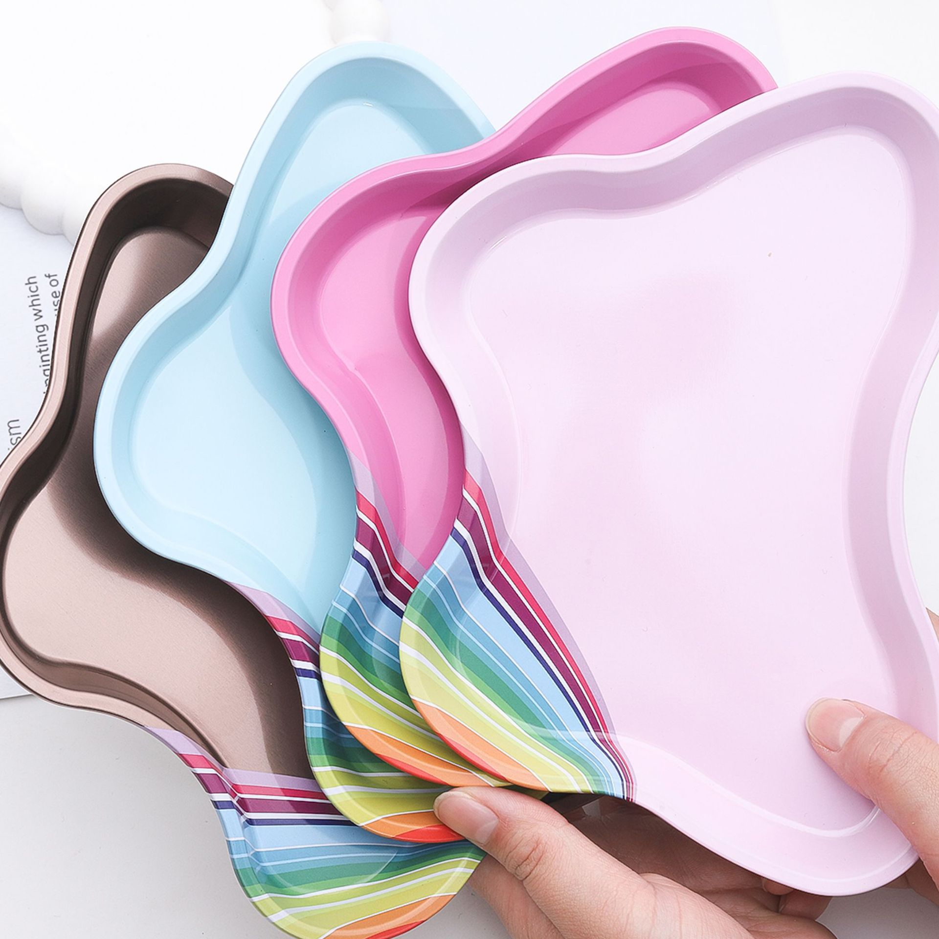 Bandeja de joyería de uñas de acero inoxidable en forma de mariposa transfronteriza bandeja de almacenamiento de herramientas de uñas bandeja de metal multifuncional