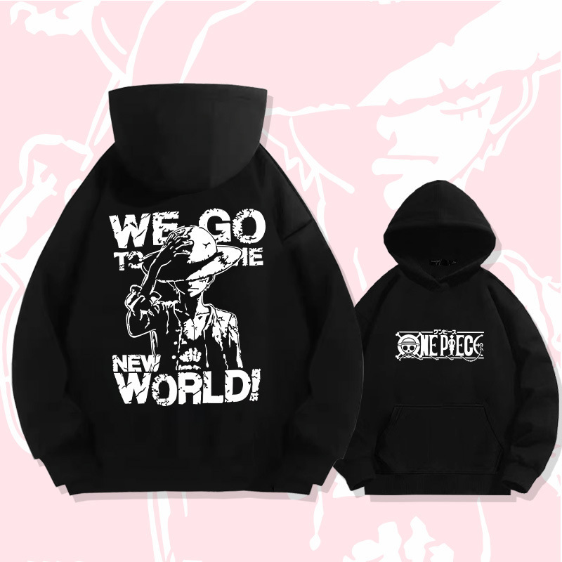 Japanese anime One Piece Luffy hooded sweater men's autumn youth fashion loose drop shoulder long sleeve clothes coat