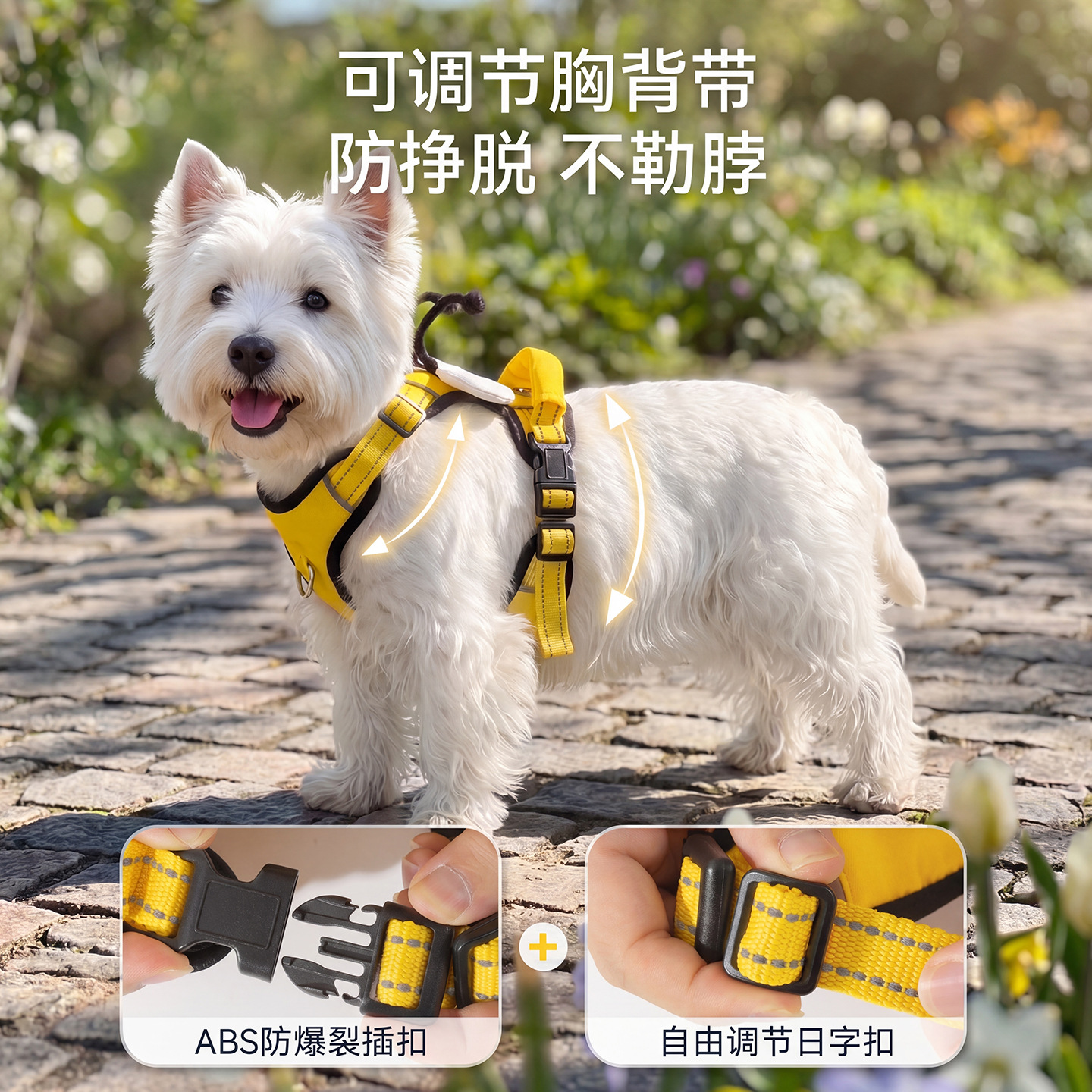 Cuatro estaciones nuevas abejas tridimensionales ajustables pecho y espalda perro gato mascota reflectante para salir a evitar la liberación de perros pequeños y medianos