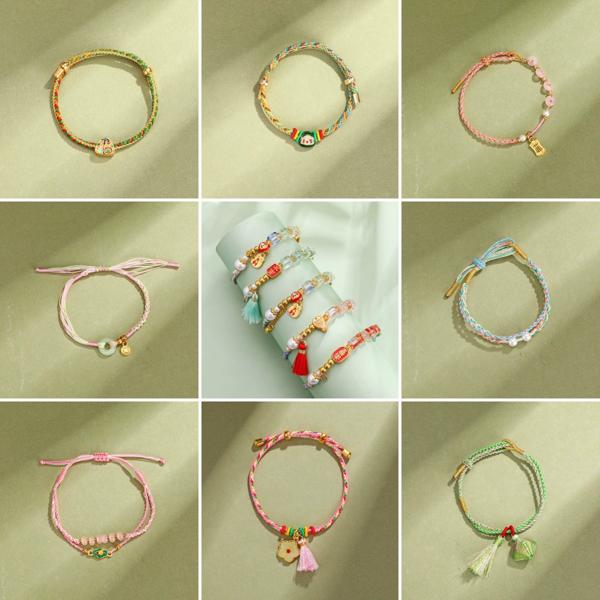 Детский тканый регулируемый красный шнур bracelet handmade
