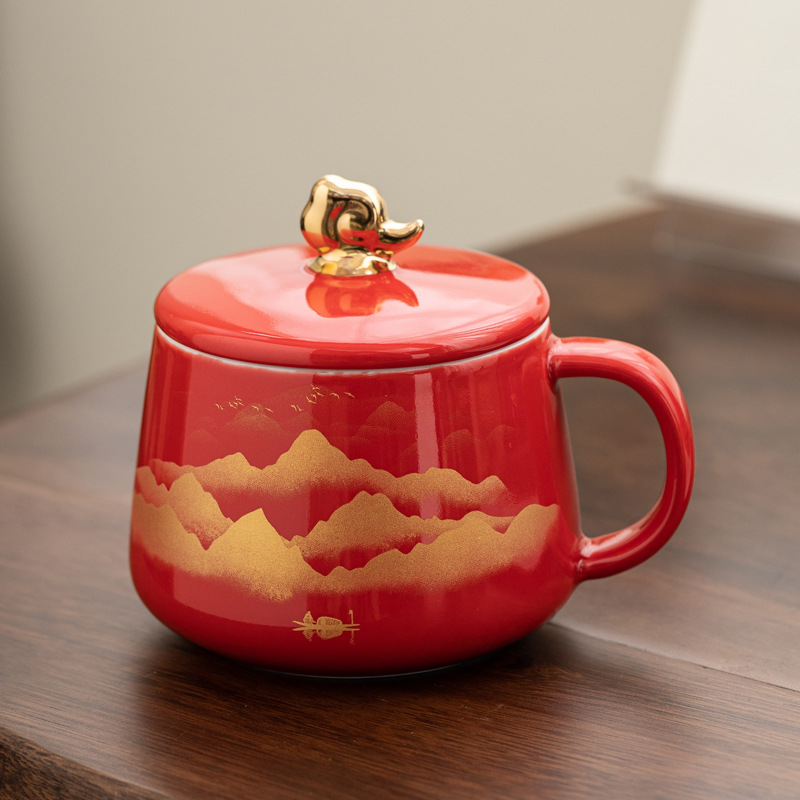 Taza de cerámica Xiangyun de China Taza de agua de paisaje Taza de café Taza de leche LOGO publicidad de regalos de estampado