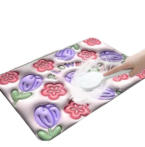3D three-dimensional expanded florets soft diatom mud absorbent floor mat bathroom non-slip mat toilet bathroom floor mat foot mat