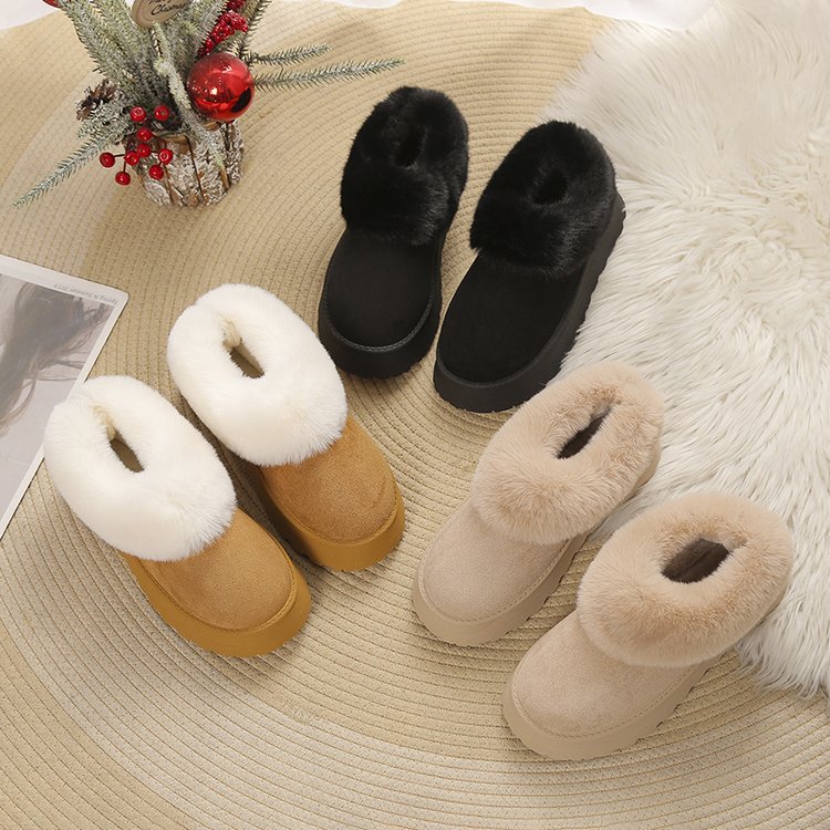 A new winter slip-on snow boots women's shoes plush one cotton shoes plus velvet thickened_voghion.com