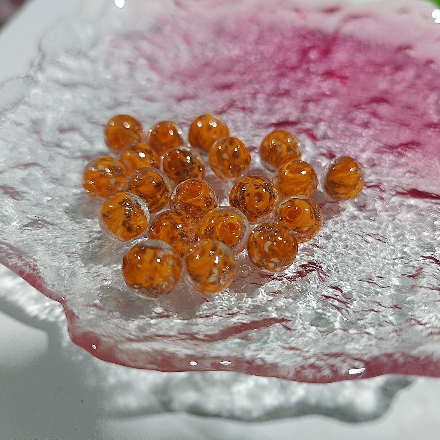 Cuentas de vidrio de arena de oro luminoso perlas sueltas cuentas redondas de cristal accesorios de la joyería de bricolaje pulsera material pulsera de cuentas