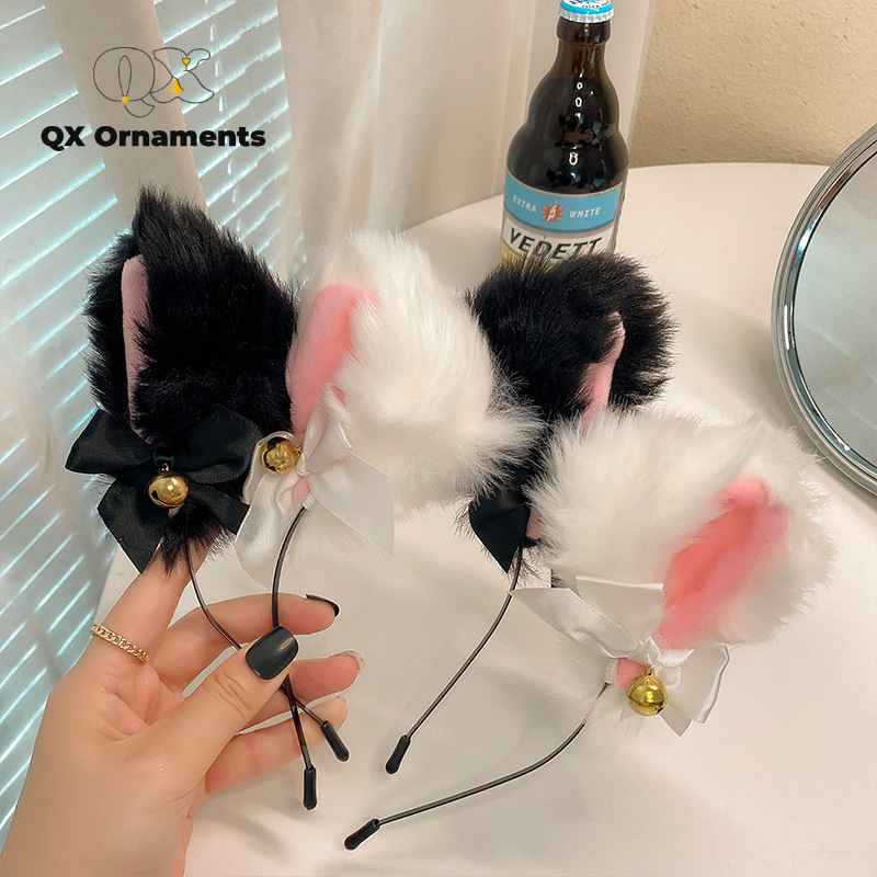 Cute Cat Ears Hairpin Maid Animal Ears Bow Headdress Cat Rabbit Bell Headband Halloween Hair Accessories Headdress