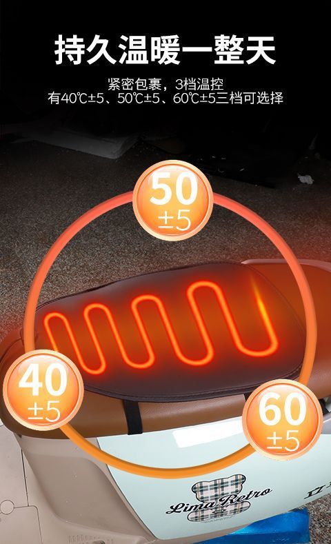 Heated Electric Vehicle Winter Takeaway Cold-Proof Seat Cushion Heating Electric Heated Seat Cover Motorcycle Three-Wheel All-Inclusive Seat Cushion Cover