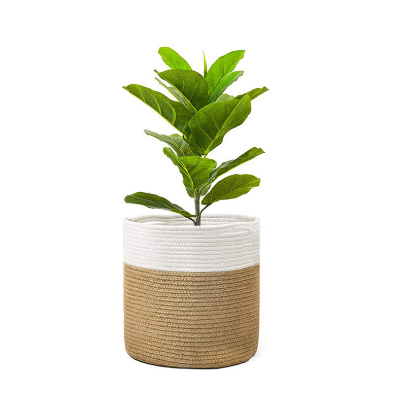 Cesta de almacenamiento de cuerda de algodón, cesta plegable a prueba de polvo para baño, cesta para ropa sucia, cesta para aperitivos, maceta, cesta de almacenamiento de plantas verdes, cesta tejida