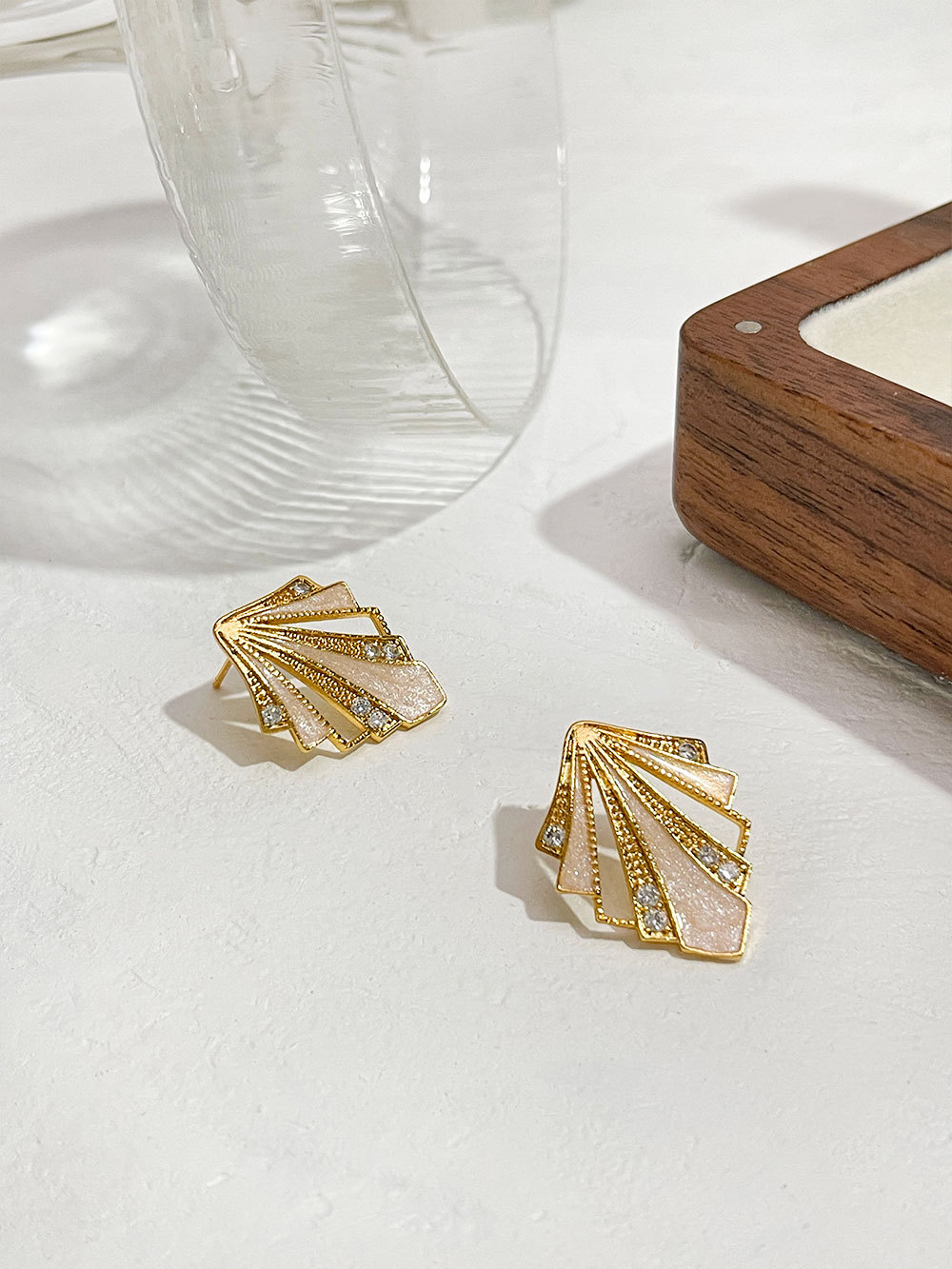 Simple Style Color Block Copper Enamel Plating Inlay Zircon Ear Studs 1 Pair